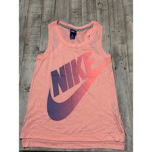 Nike Womens Sportswear Racerback Tank Top Coral Pink Gradient Logo XS